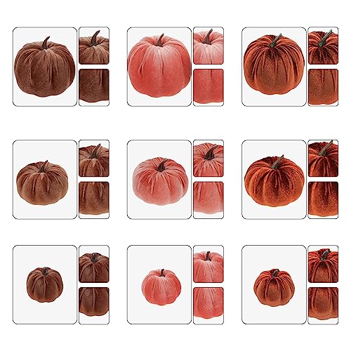 Autumn Velvet Pumpkin Decor Set - Watermelon Red, Maroon & Coffee - 18 Faux Pumpkins