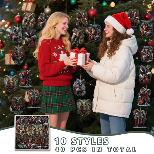 Krampus Christmas Ornaments - 40 Pack Horror Holiday Decorations for Xmas Tree (Variation: Krampus)