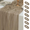 Nude Brown Cheesecloth Table Runner Set - 6 Pcs, 120 Inch Long Boho Decor
