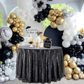 QueenDream Black Sequin Round Tablecloth 120 Inch - Glitter Party Decor