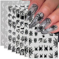 Halloween Spider Web Nail Stickers - Black & White Self-Adhesive 3D Decals - Variation of THIS listing