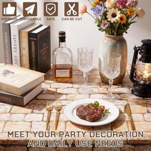 Rustic Brick Tablecloth Roll - 200 Ft x 54 In Stone Pattern Backdrop