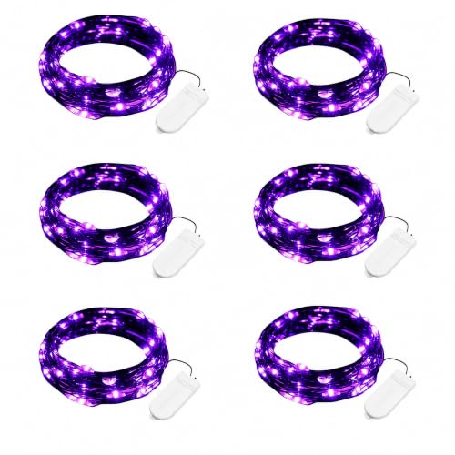 6 Pack Battery Operated Purple Fairy Lights for Halloween Decor