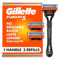 Men's 5-Blade Razor with Handle & 3 Refill Cartridges for Close Shaving