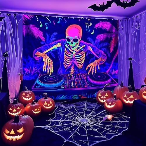 Halloween Blacklight Tapestry UV Reactive Wall Decor 79 x 59 Inches - Variation A