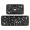 Gothic Rug Set of 2 - Black Kitchen Mats with Rubber Backing & Non-Slip - Variation: Gothic