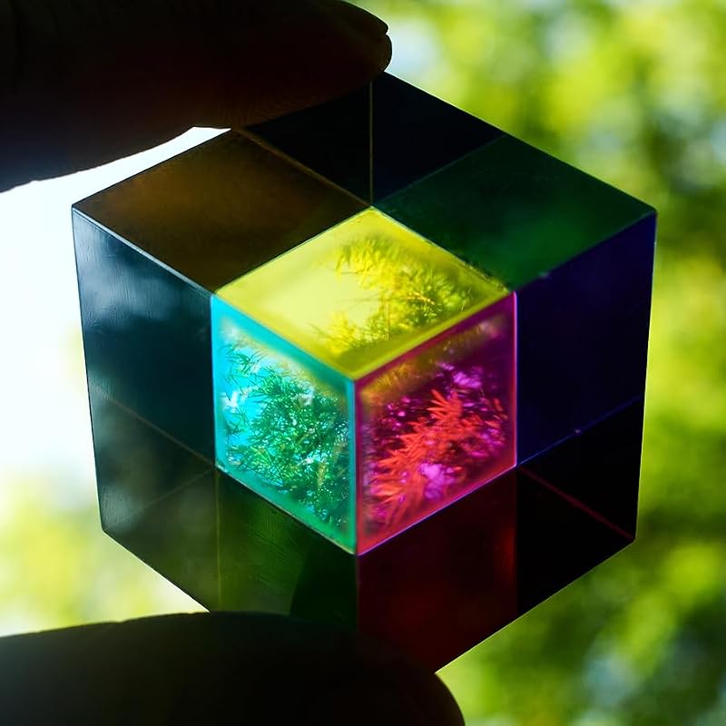 CMY Color Cube with Stand - 60mm Acrylic Optical Prism for Art & Photography