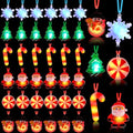 72 Pcs Light Up Christmas Necklaces - Santa Snowman Candy Cane Holiday Party Favors
