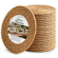 24 Pcs Round Woven Placemats - Natural Water Hyacinth & Straw Table Mats
