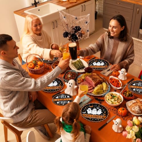 Halloween Paper Plate & Bowl Set - Ghost Themed Disposable Tableware for Party, 50 Pieces - Variation: Halloween