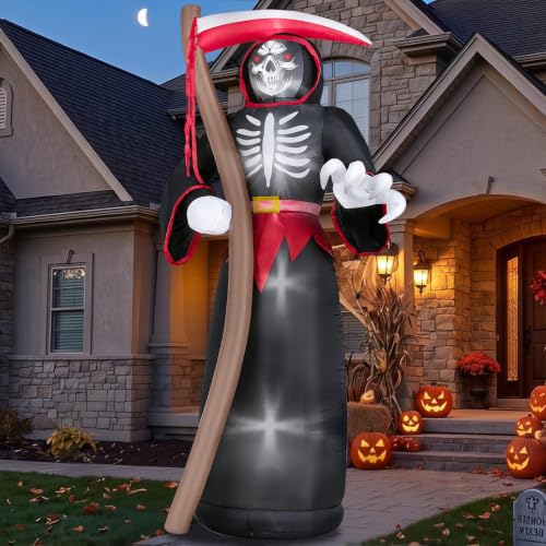 8FT Halloween Inflatable Grim Reaper with LED Lights Outdoor Yard Decor - Black Reaper