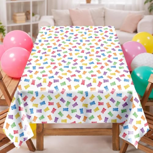 Colorful Candy Land Gummy Bear Tablecloths - Party Decorations, 2 Pack