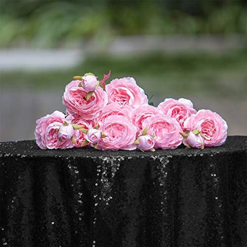 Black 70-Inch Round Sequin Tablecloth - Elegant Party Decor