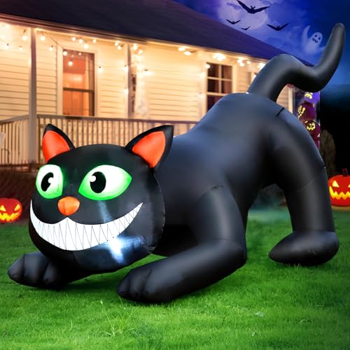 7 FT Black Cat Inflatable Halloween Yard Decoration with Bright LED Lights - Outdoor Blow-Up Halloween Decor