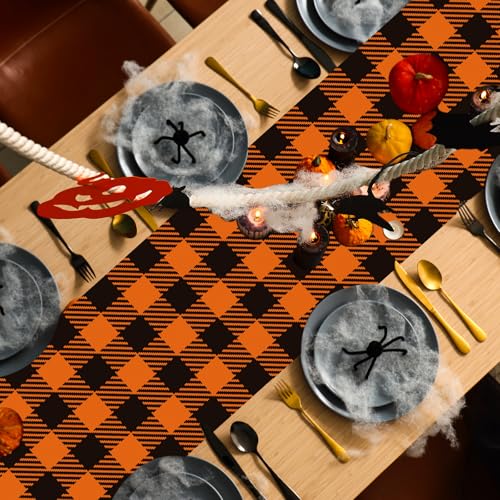 Buffalo Plaid Fall Table Runners 14x108 Inches Set of 6 - Plastic Halloween Decor