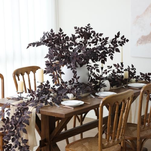 Artificial Cimicifuga Leaf Spray 36in Burgundy Faux Greenery for Fall Decor