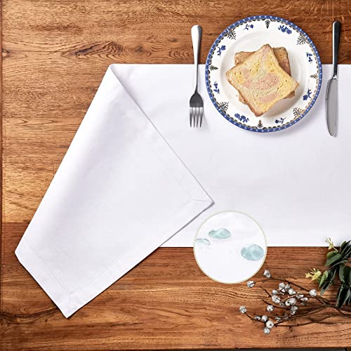 White Linen Farmhouse Table Runner 14 x 48 Inch Waterproof Decor for Dining & Weddings