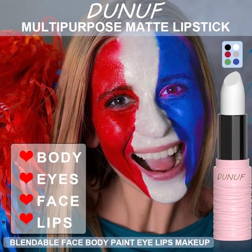 White Matte Lipstick & Face Body Paint Stick - Clown, Halloween, SFX - Variation 02 White
