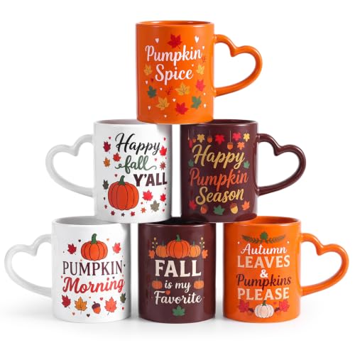 Pickmesh Fall Colorful Coffee Mug Set of 6 - 10 oz Ceramic Autumn Drinkware