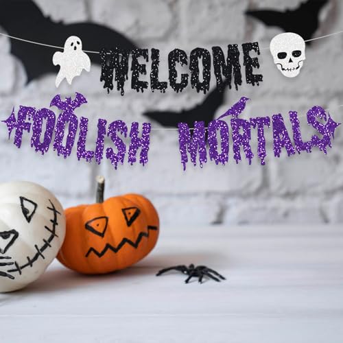 Halloween Banner Spooky Boo Skull Party Decoration - Purple