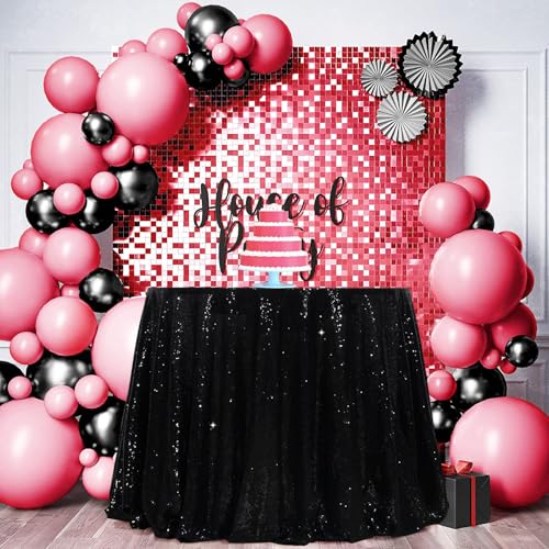 Black Sequin Round Tablecloth 72 Inch for Wedding & Party Decor - SquarePie