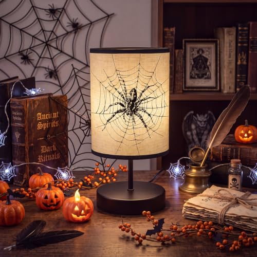 Halloween Gothic Table Lamp with Spooky Patterns - 11x5 Inches, Dimmable Night Light Decor