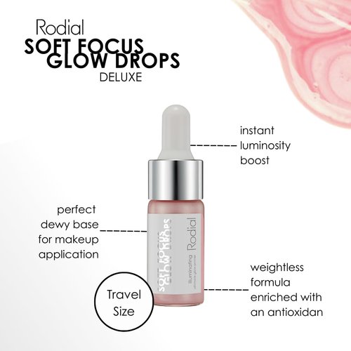 Rodial Soft Focus Glow Booster Drops 0.3 Deluxe fl oz, Illuminating Skin Serum with Glycerin and Antioxidants, Perfectioning and Smoothing Dewy Makeup Base, Weightless Formula