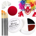 Halloween Clown Face & Body Paint Kit - Red Black White SFX Makeup Set with Brushes & Sponges