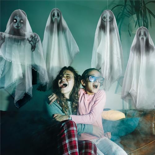 Ghost Hanging Decorations Set - Creepy Floating Ghost Garlands for Halloween Haunted House Yard Decor