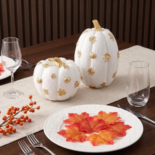 White and Gold Resin Pumpkin Decor - Fall Table Centerpiece - Variation of THIS listing