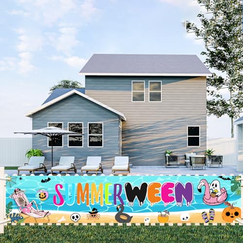 Summerween Banner - Summer Halloween Party Decorations 8.2x1.6ft - Summer Halloween Decor