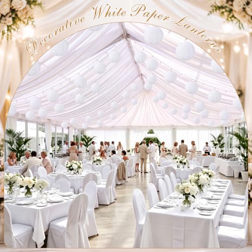 72 Pack White Paper Lanterns - 6 Inch Chinese Decor for Weddings & Parties