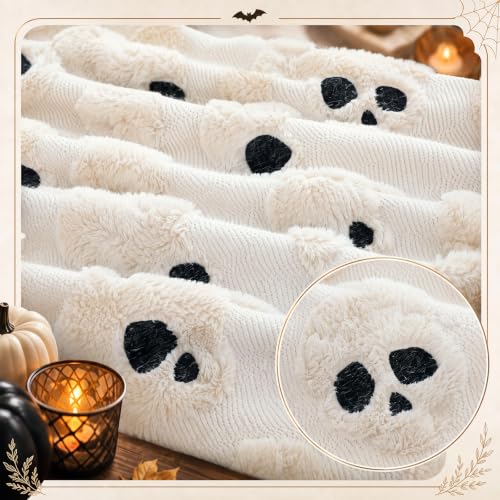 Halloween Throw Blanket 50x60in Skull Design Plush Blanket for Fall Decor