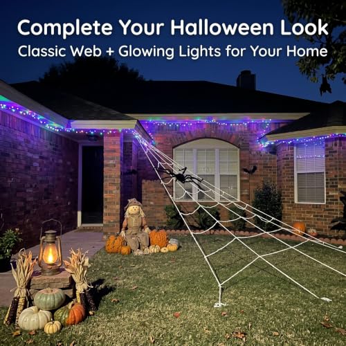 Halloween Spider Web Decoration with 250 LED Lights & 5FT Plush Spider