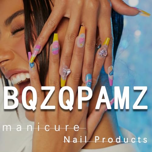 24PCS Press On Nails with French Tip & Rhinestone Design - Almond Shape Fake Nails for Women