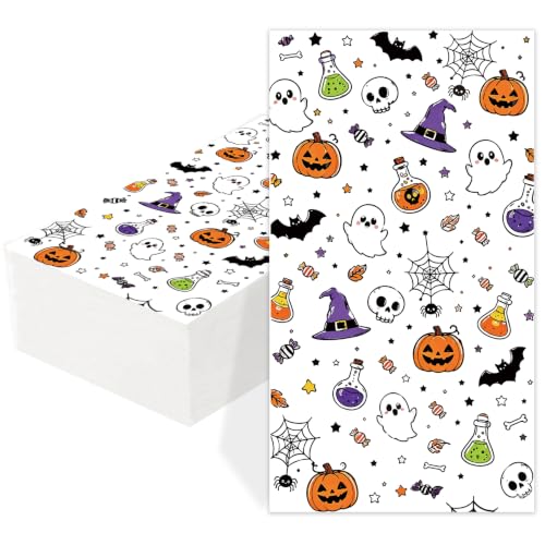 Multicolored Halloween Disposable Napkins - 50 Pack Festive Party Supplies