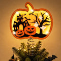 Halloween Pumpkin Tree Topper 9 Inch Shadow Box with LED Ghost & Pumpkin Lights