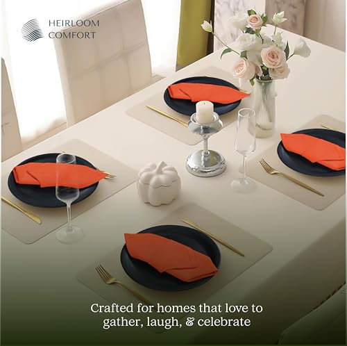 Bright Orange Cotton Napkins 17x17 Set of 12 - Reusable & Absorbent