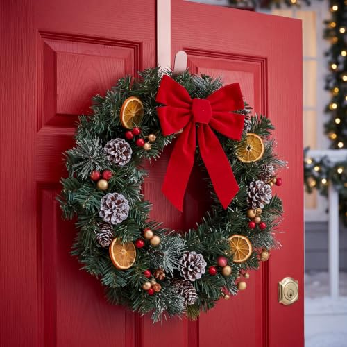 LEIFIDE 4-Pack Bronze Adjustable Wreath Hangers for Doors - Over Door Hook