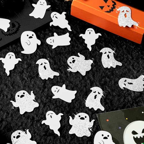 Halloween Ghost Confetti Set - 300 Glitter Paper Scatters for Party Decor