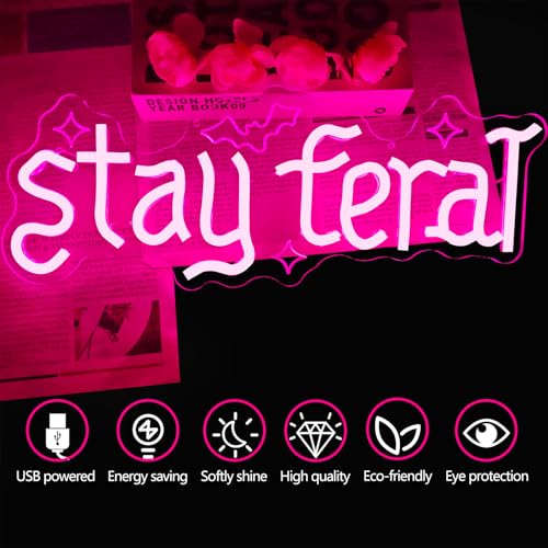 Stay Feral Neon Sign - Gothic Wall Decor LED Light for Bedroom & Halloween, Variation of THIS listing