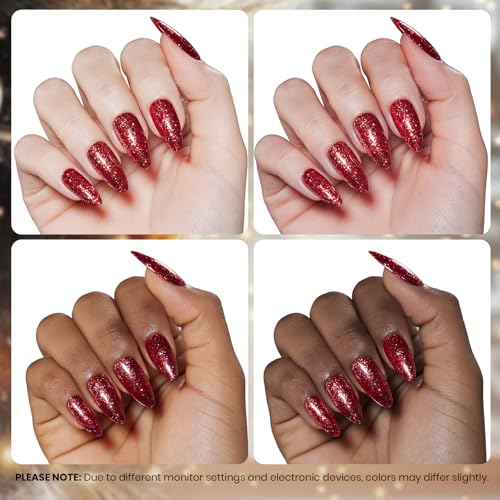 Beetles Red Glitter Gel Nail Polish - Wine Red Shimmer with Flakie Variation C - 0.5Oz