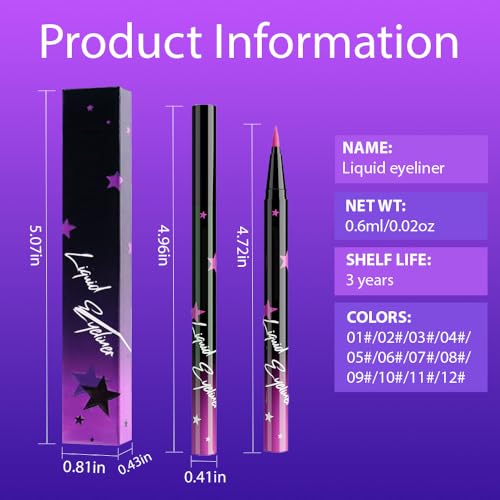 Purple Matte Waterproof Liquid Eyeliner - Smudge-Proof, Long-Lasting, 1Pcs 06-Purple Sponge Tip