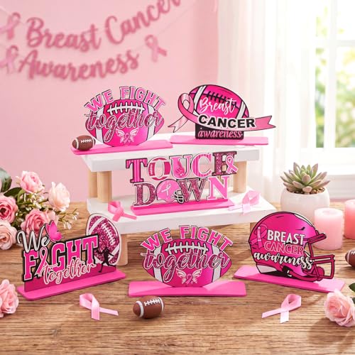 Pink Football Breast Cancer Awareness Table Decorations - 6 Pcs