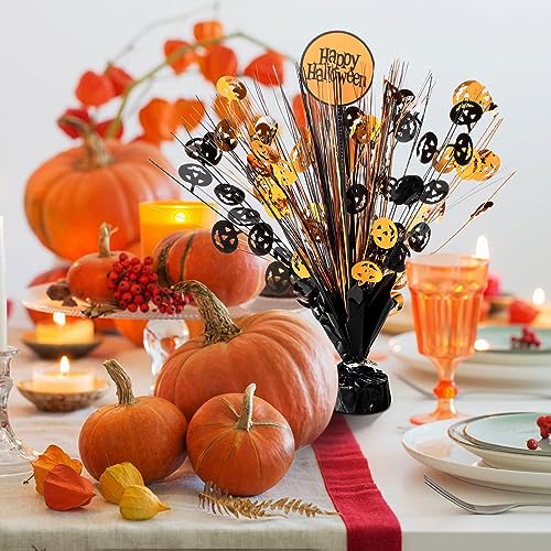 8 Pcs Halloween Foil Spray Centerpieces with Pumpkin & Castles - Orange Black