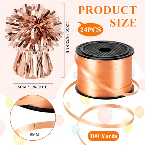 24 Rose Gold Balloon Weights Metallic Anchor - Heavy Balloon Holders & Ribbons