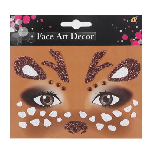 Deer Face Stickers Halloween Face Tattoo with Rhinestones - Variation 02