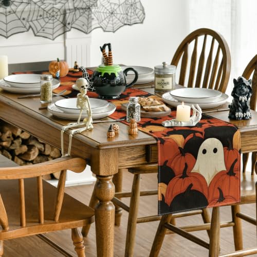 Halloween Table Runner 13x108 Inch Orange Polyester Home Party Decor - Variation of THIS listing