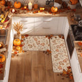 Pumpkin Fall Kitchen Mats Set of 2 - 17x29 & 17x47 Inches, Beige