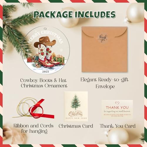 Cowboy Boots Christmas Ornament - Handmade Western Holiday Décor